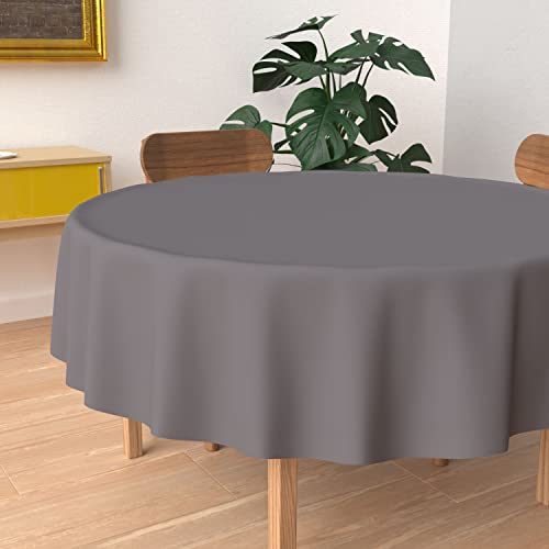 Soleil d'ocre 815233 Mantel Antimanchas Redondo 180 cm Alix Antracita Cover