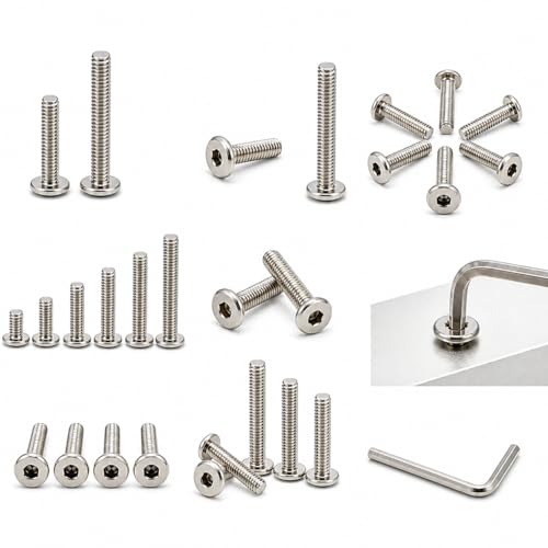 Image of By inchVP INDUSTRIES inch (Pcs-15) M8x20 mm Allen JCB Flat Head Screw Nickel Plated High Tensile | Allen key Head Screw for Modular Furniture, Wooden Work, Electrical Fittings, DIY & Industrial Use