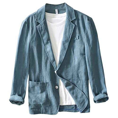 Icegrey Blazer para Hombre Ajustado con 2 botón para Traje Chaqueta para Hombre Elegante y Moderna para Negocios Bodas Ocio, Azul Verde, XXL