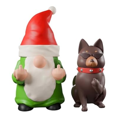 CUNTAUK Funny Gnome Ornament Middle Finger Garden Gnomes Statue, Mini Weird Unusual Christmas Ornaments for Garden Yard Outdoor Lawn Home Decor and Gnome Gifts