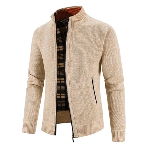 JEShifangjiusu Men's Blend Cardigan Sweaters Full Zip Up Stand Collar Knitwear Slim Fit Casual Knitted Sweater with Pockets2