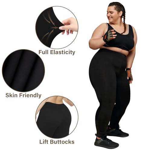 High Waisted Yoga Leggings for Women, Plus Size XL-3XL Tummy Control Yoga Pants for Workout Running, Soft Athletic Pants3