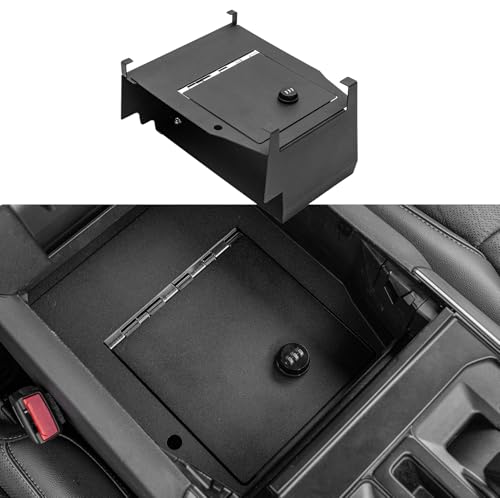 Maxzina Center Console Safe Lock Box Compatible with 2021-2025 Ford F150 Armrest Security Organizer Center Console Safe Vault Lockbox with 3 Digit Combo Password for 2024 F-150 Accessories