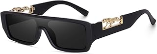 Legend Eyewear Mc Stan Leopard Decorated Arms Rectangle Latest and Stylish Trendy Rectangle Sunglasses for Women Men Vinta...