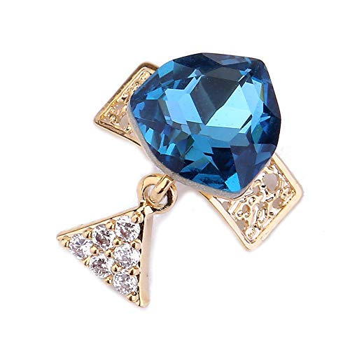 YVVO Nail Art Studs, 3D Spinning Nail Stud Gem Decoration, DIY Copper Nail Jewelry Accessories with Glue Tape for Nails, Shoes, Clothes and Phones (Blue Triangle)