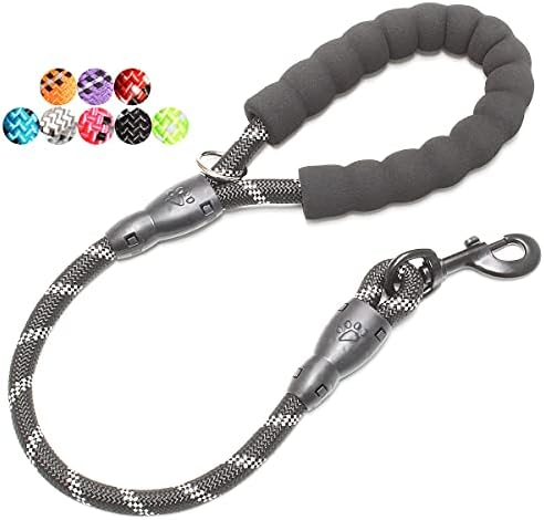 BAAPET 2/4/5/6 FT Dog Leash with Comfortable Padded Handle and Highly Reflective Threads for Small Medium and Large Dogs (2FT-1/2'', Black)
