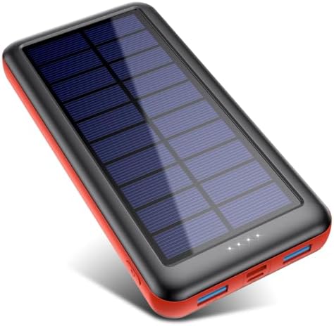 Feob Cargador Solar 26800mAh, Power Bank Solar [3 Entradas y 2 Sa...