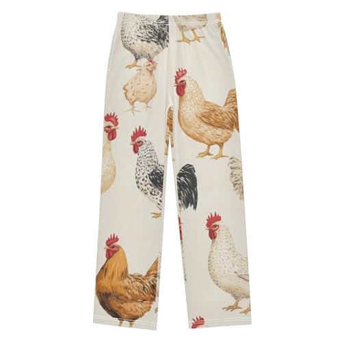 ZZXXB Cartoon Chicken Boys Long Pants Soft Trousers Elastic Waist Kids Lounge Bottoms with Pockets S-XL
