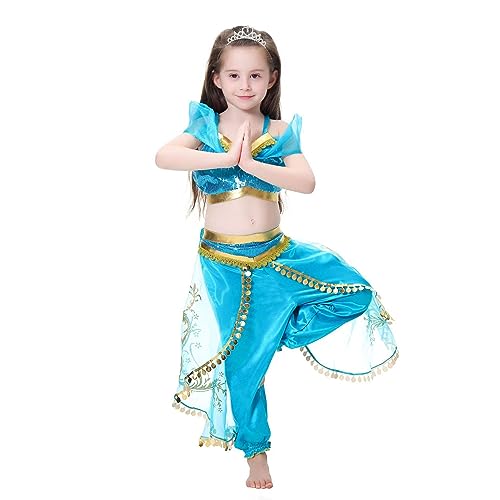 Plustrong Princess Costume For Girls Princess Dress Up Fancy Chirstmas Birthday Party Halloween Costumes(Princess Jasmine Costume,4T) #TOP2