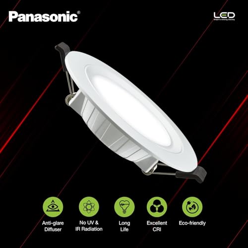 Image of Panasonic 9 Watt LED Concealed Downlighter, LED Recessed Downlight, 85mm Cut Out, BIS & ROHS Certified, 4KV Surge Protection, Cool White Light (PDLM34097-10), Polycarbonate