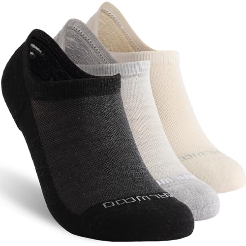 Image of No Show Athletic Socks, ZEALWOOD 3 Pairs Merino Wool Ultra-Light Running Tennis Golf Socks for Men Women