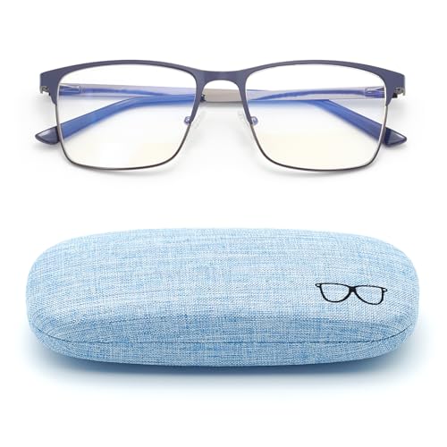 Autojouls 1-Pack Nearsighted Glasses for Distance with Hard Case, Spring Hinge Blue Light Glasses Not Reading Glasses, C3 2.5