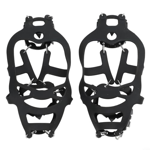 Hielo de acero con 18 dientes y cuerpo de silicona para calzado para ayudar a la estabilidad en hielo y nieve durante viajes de senderismo y escalada (M(37-42) negro)