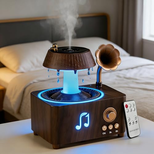 Morbou Raindrop Aroma Diffuser Room Humidifier with White Noise 7-Color Air Mist Essential Oil Diffuser Sleep Sounds Aroma Rain Drop with Remote Control (Brown)