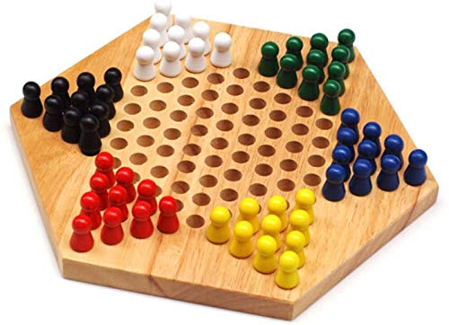 Abcoll Las Damas Chinas De Madera, La Base De Madera De Goma Incluye 60 Damas De Madera En 6 Colores, Todos Los Juegos De Estrategia Clásica De Edades para hasta Seis Jugadores