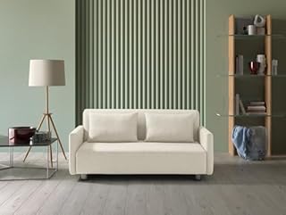 EVERGREENWEB Canapé-lit 2 Places Convertible en Lit avec Matelas 140x190 Effet Massant 0rthopédique, Extensible Sofa Bed Pliable, Housse Déhoussable et Lavable Couleur Beige, 2 Coussins Inclus | EDITH