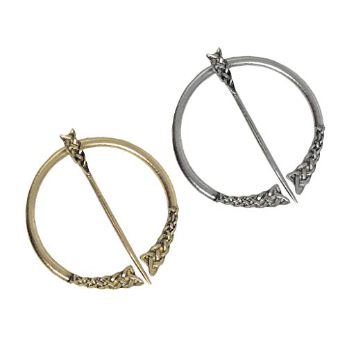 F Fityle 2Pack Viking Norse Fibula Broche Mulheres Capa Decorativa Pin Fecho Amuleto