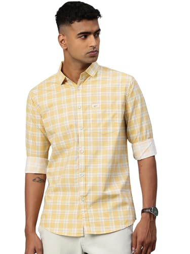Image of Majestic Man Men Comfort Slim Fit Opaque Checked Cotton Casual Shirt
