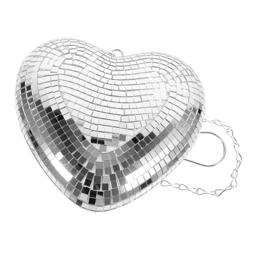 Adorno colgante en forma de corazón para fiestas, bodas y pubs: espejo disco para KTV y hogar que crea un ambiente alegre miniatura 1