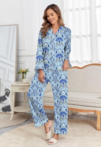 Image of Brosloth Women's Silk Satin Pajamas Pjs Sets Cute Lace Pattern Two Piece Loungewear Set Button Up Pajamas Sleepwear Black