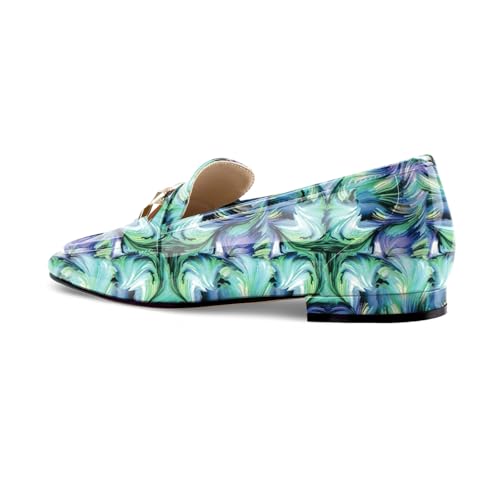 Image of Oh Mispares Womens Loafers Square Toe Low Heel Penny Loafers Fashion Comfortable Slip on Flats Casual Dressy Shoes for Women Work Office Patent Leather