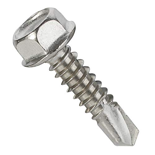 Mewudecor #12 X 1-1/2 Inch (1/2 Inch To 3 Inch Available) Hex Washer Head Self Drilling Sheet Metal Screws With Drill Point cover