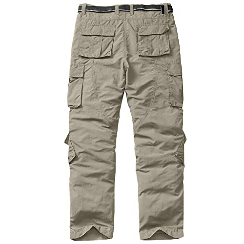 Linlon Hiking Pants For Men, Outdoor Quick Dry Lightweight Fishing Pants Casual Cargo Pants With 8 Pockets,Khaki,42 #TOP1