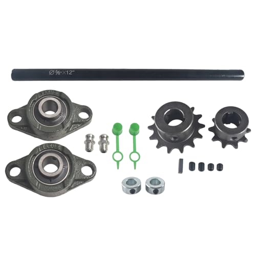 pinkhatcat Jackshaft Sprockets with UCFL203 Pillow Block Bearings Go Kart Minibike Complete Jackshaft Kit 5/8