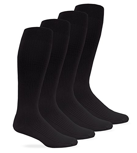 Jefferies Socks Mens Uniform Microfiber Rib over the Calf Dress Socks 4 Pair Pack