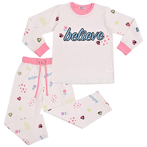 Pyjamas en coton blanc 2 pièce vêtement de nuit salon costume filles 2-13 ans