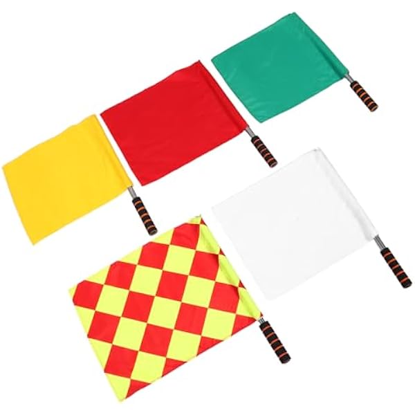 UPKOCH 5 Szt. Sztuk Sygnałowych Flag Sędziowskich Do Piłki Nożnej Siatkówki i Rugby Jasne Kolory Flag Ostrzegawczych Do Sędziowania Meczów Szkolnych i Sportowych Świeżym Powietrzu