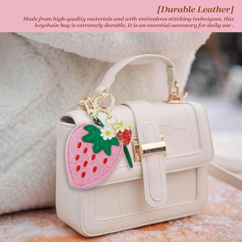 Strawberry fruit charm coin purse and cute strawberry keychain 2pcs, cute keychain, mini pouch, purse gift for girls4