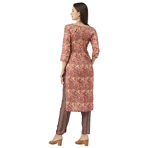Image of ASHWATH Branded Premium Printed Stright Kurta for Women & Girls Pure Cotton Set of Kurta & Pants with 3 /4 Sleeves & Round Neck Kurta Set