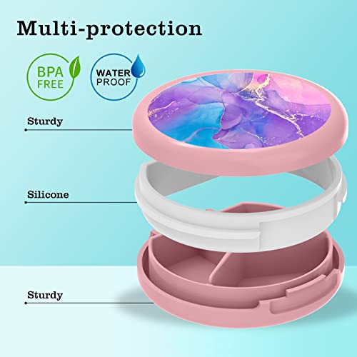 Image of Serfeymi Small Pill Box - 3 Compartments Portable Pill Box for Purse Pocket, Compact Mini Travel Pill Case - Suitable for Medicine, Vitamin, Fish Oil, Supplements - Pink(Fluid Art)