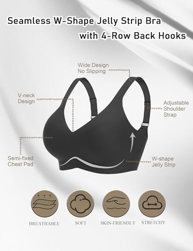 Image of Avidlove Bras for Women Seamless Bra Full Coverage T Shirt Bralettes V Neck Wireless Bra Comfortable Brassiere