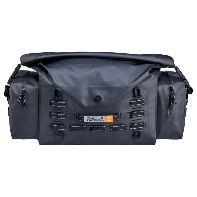 Shop Bikers (Biltwell) Exfil-105 wasserdichte Motorradtasche, schwarz, 66 x 28 x 30,5 cm, mit MOLLE-System, mehrere Befestigungspunkte