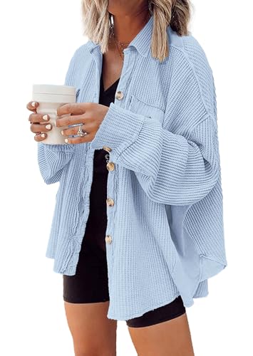 Nirovien Waffle Knit Shacket for Women 2025...