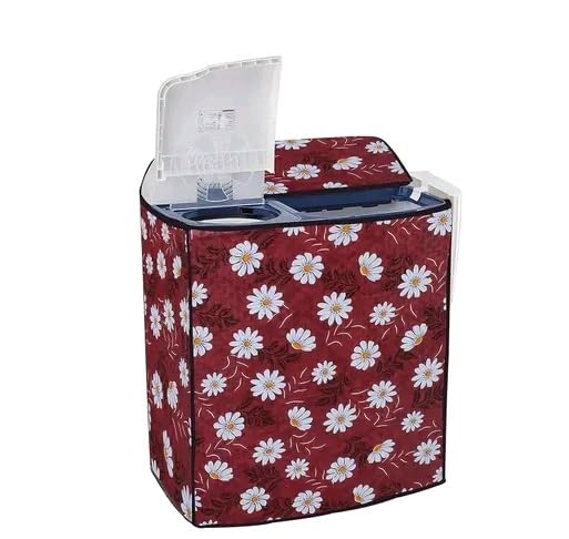 New Washing Machine Cover with Holes for Inlet/Outlet Pipes, 9kg/9.5kg (63X63X98cm L*H*W) Semi -9kg Design-102