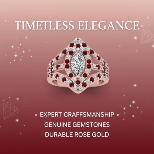 Image of Choose Your Gemstone Royal Empress Ring rose gold plated Marquise Shape Halo Engagement Rings Affordable for your Girlfriend, Wife, Partner Wedding US Size 4 to 12