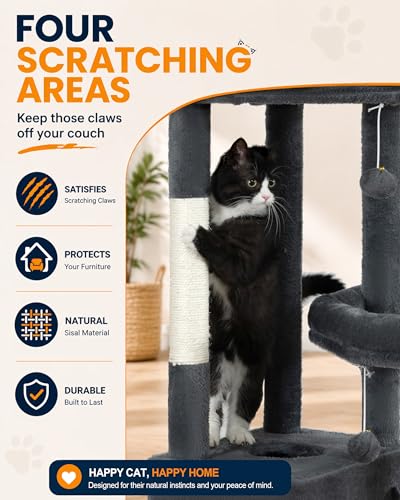Torre para gatos interior multi-niveles 67 in gris oscuro miniatura 4