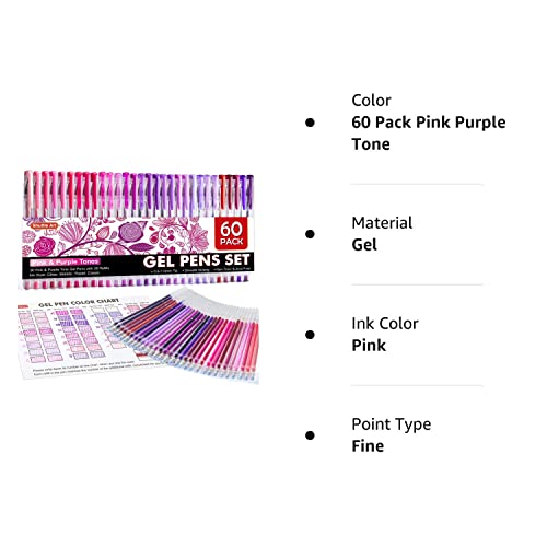 Shuttle Art 60 Pack Tone , Pink Purple Gel Pens With 30 Refills For Adults Coloring Books Journaling Drawing Nature, Landscapes, Animals Scenes #TOP7