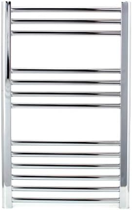 Milano Chrome Straight Heated Towel Rail W400mm x H800mm Flat Central Heating Towel Radiator