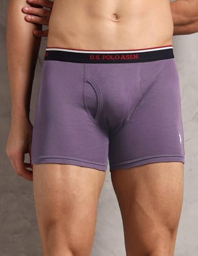 Image of U.S. Polo ASSN. Men's I667 Ribbed Cotton Mid Rise Underwear Trunks - Pack of 1