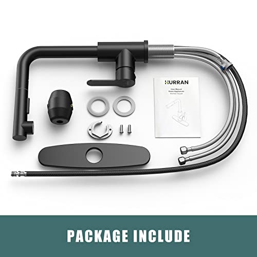 Kitchen Faucets, Matte Black Kitchen Faucet With Pull Down Sprayer And Deck Plate, Stainless Steel Commercial Utility Kitchen Faucets For Sink 3 Hole For Bar Rv Camper Laundry Outdoor Farmhouse Sink #TOP7