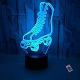 YTDZLTD Creative 3D Skate Shoes Night Light 16 Colors Changing Remote Control USB Power Touch Switch Decor Lamp Optical Illusion Lamp LED Table Desk Lamp Children Kids Christmas Brithday Gift