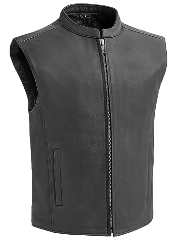 First Mfg Co - Club House - Men's Motorcycle Vest - Leather - Black