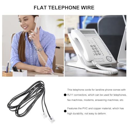 Paquete de 10 unidades cable para teléfono plano RJ11 de 4 hilos contra ruidos 5