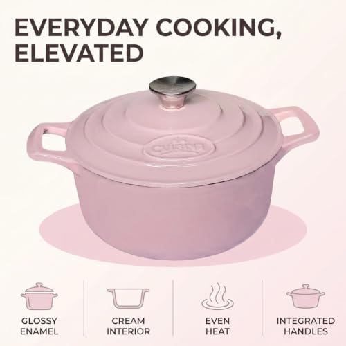 Image of La Cuisine Enameled Cast Iron Dutch Oven, Pink, 3.75 QT, 9.5 inch /24cm O, PFOA Free