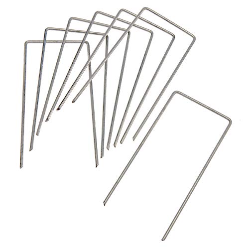 HaGa® 100 anclajes de metal galvanizado – Anclajes en forma de U 200 mm x 70 mm Ø 3 mm – Anclajes de fijación inoxidables para fieltro antimaleza de césped, malla de topos