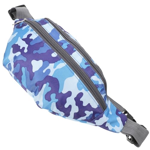 Hohopeti Riñonera Pequeña Azul Camuflaje para Hombre y Mujer, Bolso de Pecho Multifuncional para Senderismo, Ciclismo y Viajes, Bolsa Deportiva Casual Diseño Resistente al Agua